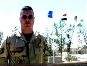 Technical Sergeant Trent A. Aistrope, USAF, sends his father a father's day greeting from Iraq, in 2006.png