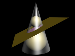 Constructing an ellipse from a plane tangential to two spheres defining a cone.png