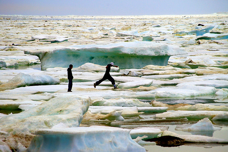 File:Boys play on ice floes, 1-30am, Grise Fiord, Nunavut medium.jpg
