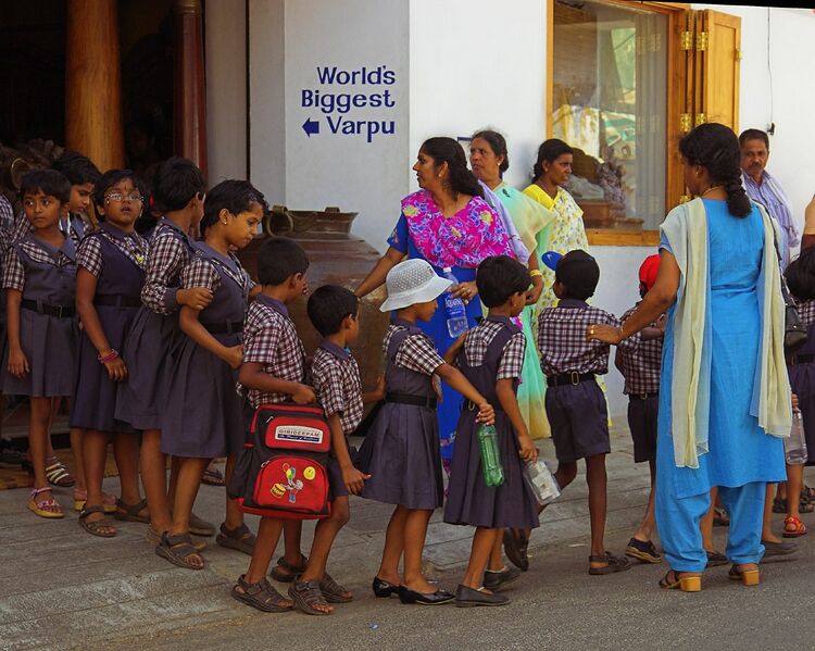 File:School children line Cochin Kerala India.jpg