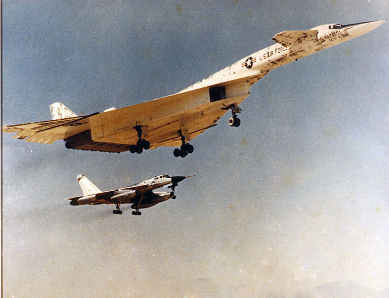 File:North American XB-70A with Convair B-58A chase aircraft.jpg