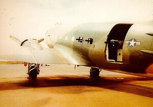 AC-47 gunship - one gatling gun points out the cargo door, and one each points out of the two windows forward of the door.jpg