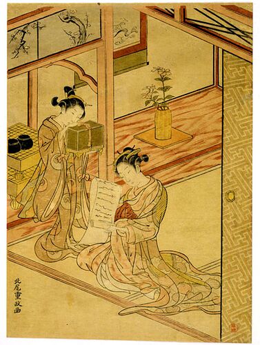 Colour woodblock print; Shigemasa Kitao, pre-1820.