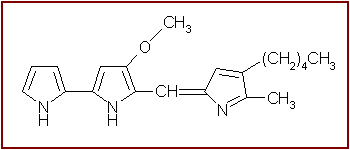 Chemical structure of prodigiosin, the blood-red pigment produced by Serratia marcescens