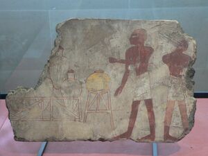 Servants attending casks on their supports, 18th Egyptian Dynasty.jpg