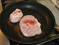 The veal, beginning to be browned