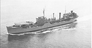 (PD) Photo: Joe Radigan MACM / United States Navy Between 1944 and 1945, twenty-seven Mission Buenaventura-class fleet oilers were built (two additional vessels were converted to distilling ships after their keels had been laid).[145] Many of the ships, such as the USNS Mission Capistrano (T-AO-112) shown above, served with the United States Navy during World War II and on into the Cold War.