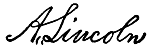 (PD) Image: Abraham LincolnPresident Abraham Lincoln's signature as it appeared on the United States Patent that restored the Mission property to the Catholic Church in 1862. This is one of the few documents that the President signed as "A. Lincoln" instead of his customary "Abraham Lincoln." [141]