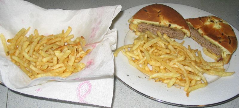 File:French fries and burger.jpg