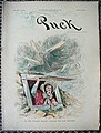 Cyclone as metaphor for political revolution; the Aunt-Em-type farm woman is labelled 'Democratic Party'; Puck 1894