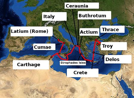 Map of Aeneas' journey.
