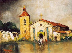 (PD) Painting: Will Sparks Mission Santa Clara de Asís, between 1933 and 1937.