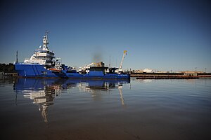 Gulf Coast Responder, a 210-foot oil spill response vessel, skims oil on the Sabine-Naches waterway 100126-G- -251.jpg
