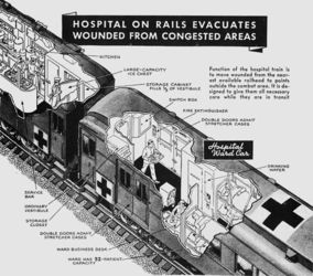 (PD) Image: United States Army The function of the hospital train is to move wounded to the nearest available rail head to points outside the combat area.