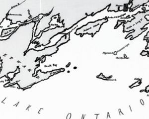 Map drawn in 1870 showing the location of the Pigeon Island lighthouse.png