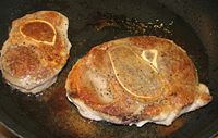 The veal, browned on both sides